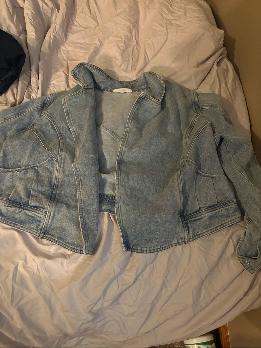 Light Wash Denim Jacket - Casual Open Front Jean Jacket